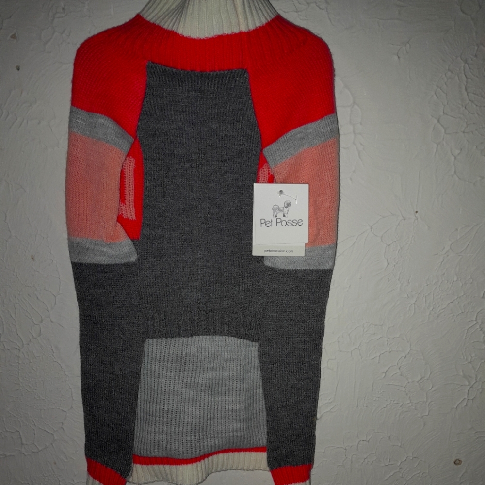 Posse Red and Gray Dog Sweater